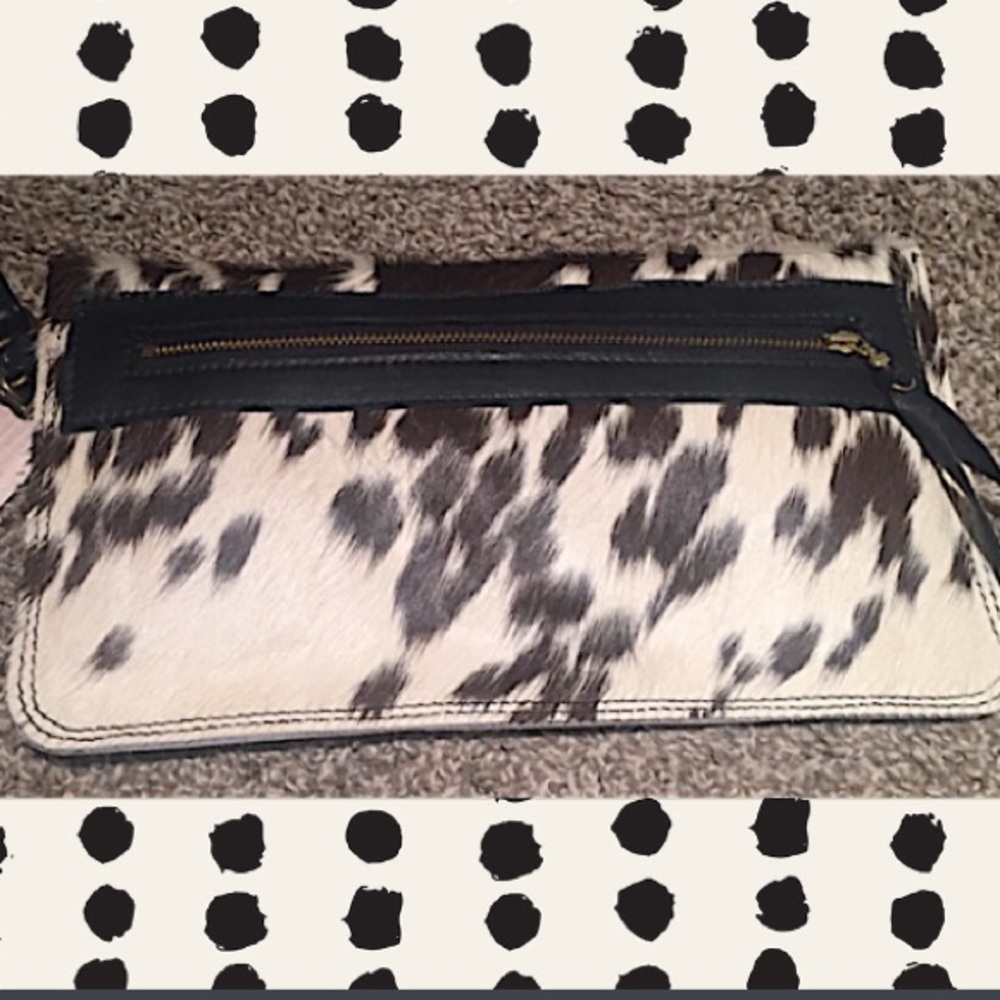 NEW Spotted Calf-Hair Wristlet Clutch